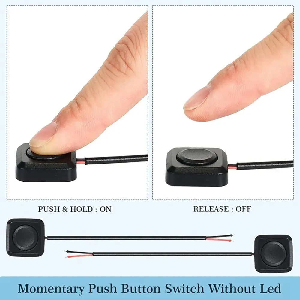 Momentary Push Button Switch ON/OFF 12V/24V  Surface Mount Mini Round Black Button for Horn, Doorbell, Temporary Control