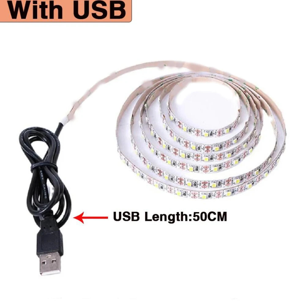 5V USB Led Strip Light SMD 2835 50CM 1M 2M 4M 5M White/Warm White/Red/Blue/Green IP21 Flexible Lighting Ribbon Tape Backlight