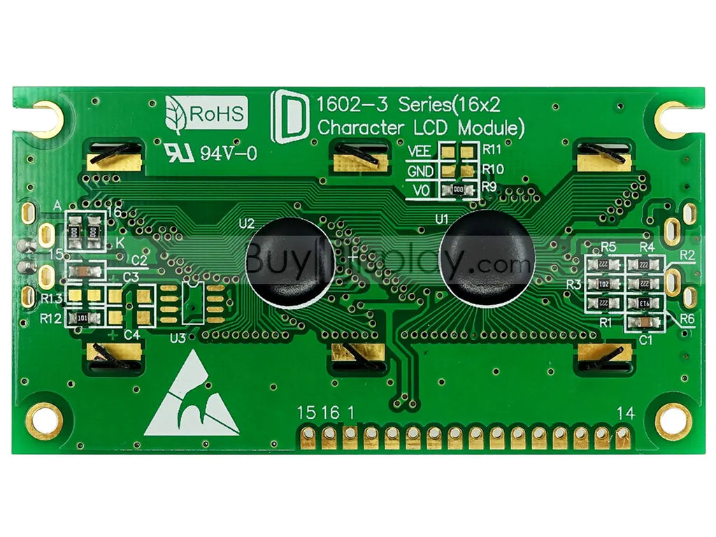 Character Display KS0066 16x2 LCD Module,Arduino,Black on YG