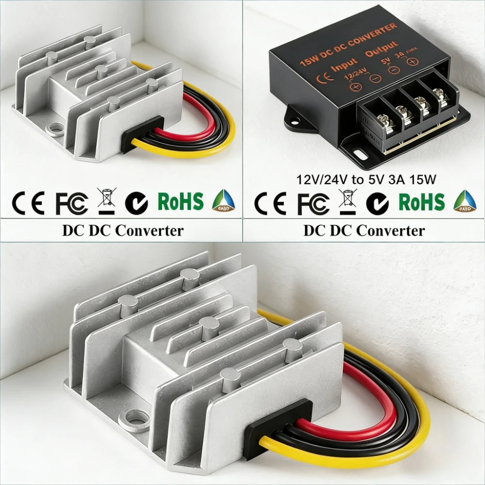 12V 24V to 5V DC Converter Regulator 3A-100A Car Step Down Reducer LED Lighting Display CE Certified Waterproof Dustproof
