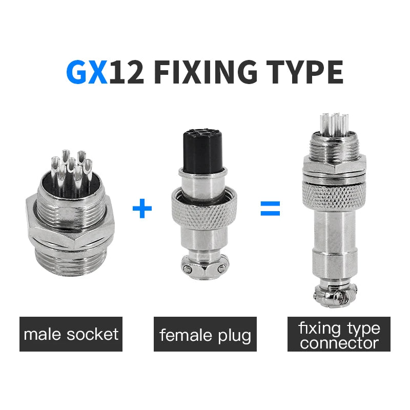 5Set GX12 GX16 Connectors 2pin 3pin 4pin 5pin Aviation Plug Socket Female Male Fixed Fixing Type Electrical Cable Wire Connector