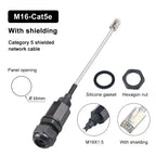 Waterproof RJ45 Network Connector M16/20/22 Cat5e Shield Gigabit Ethernet Line RJ45 DC Crystal Head Outdoor IP68 AP Junction Box