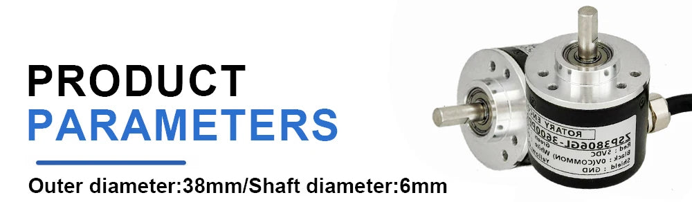 AUCHTEL 38mm Incremental Rotary Encoder 6mm D Shaft Optical Switch AB Z Phases 10-1024-3600 PPR 5-24VDC