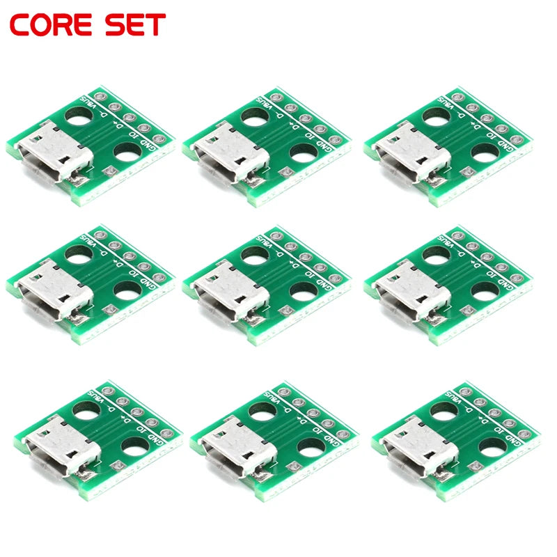 10pcs/5pcs Mini Micro USB to DIP 2.54mm Adapter Connector Module Board Panel Female 5Pin Pinboard 2.54mm Micro USB PCB Type Part