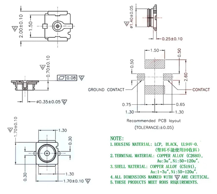 20pcs/2pc IPX1 IPX3 IPX4 IPX5 2.4G IPX 1 3 4 5 IPX UFL U.FL Antenna Terminal Wire Cable Connector WIFI/GSM/3G/GPS/4G Module