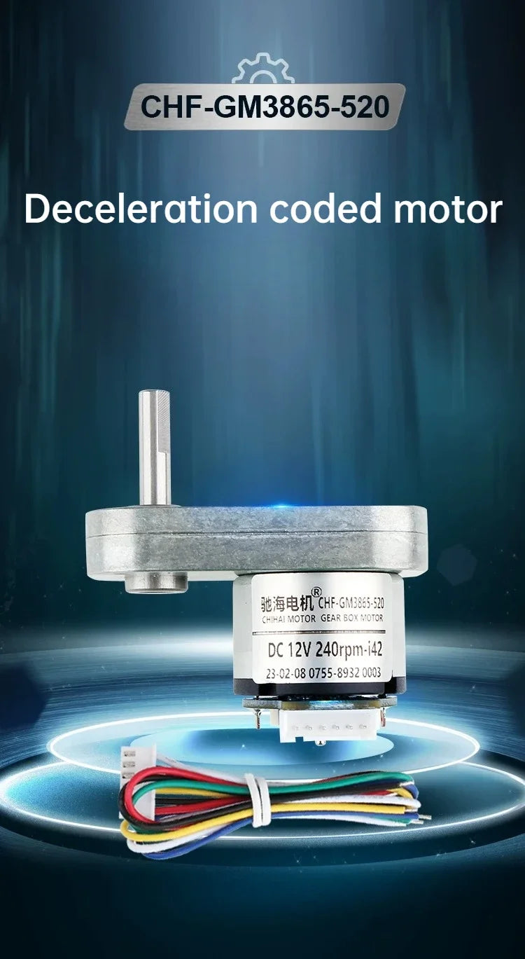 GM3865 DC 520 Reduction Motor 13 Wire Magnetic Hall Encoder Disk Motor 12V24V6V
