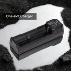 POWERKAN K1 1 Slot Smart Charger, Type-C Fast Charger for 18650 21700 26650 Li-ion Batteries