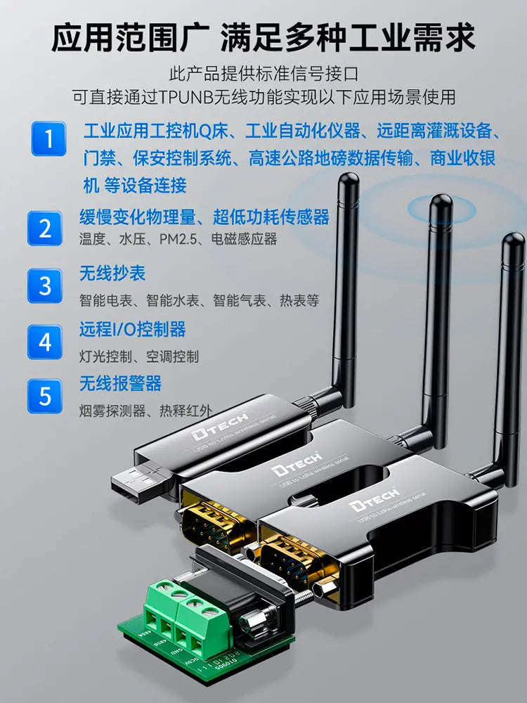 TPUNB Lora Wireless RS485/232/USB Serial Transceiver Module with Pass-through 433 Data Transmission Radio Communication DTU
