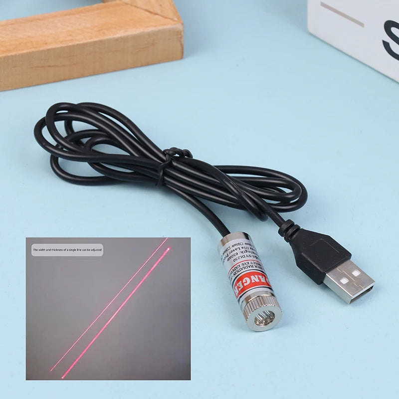 12mm 5mw Adjustable Focus Red Diode Industrial Laser Module Positioning Copper Head With USB Line 650nm Dot Line Cross