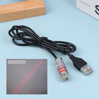 12mm 5mw Adjustable Focus Red Diode Industrial Laser Module Positioning Copper Head With USB Line 650nm Dot Line Cross