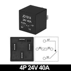 JD1914 40A 12V/24V SPDT Waterproof Car Relay, 4/5 Pin Auto Switch Starter Kit for Car Boat Tractor Truck Motorcycle