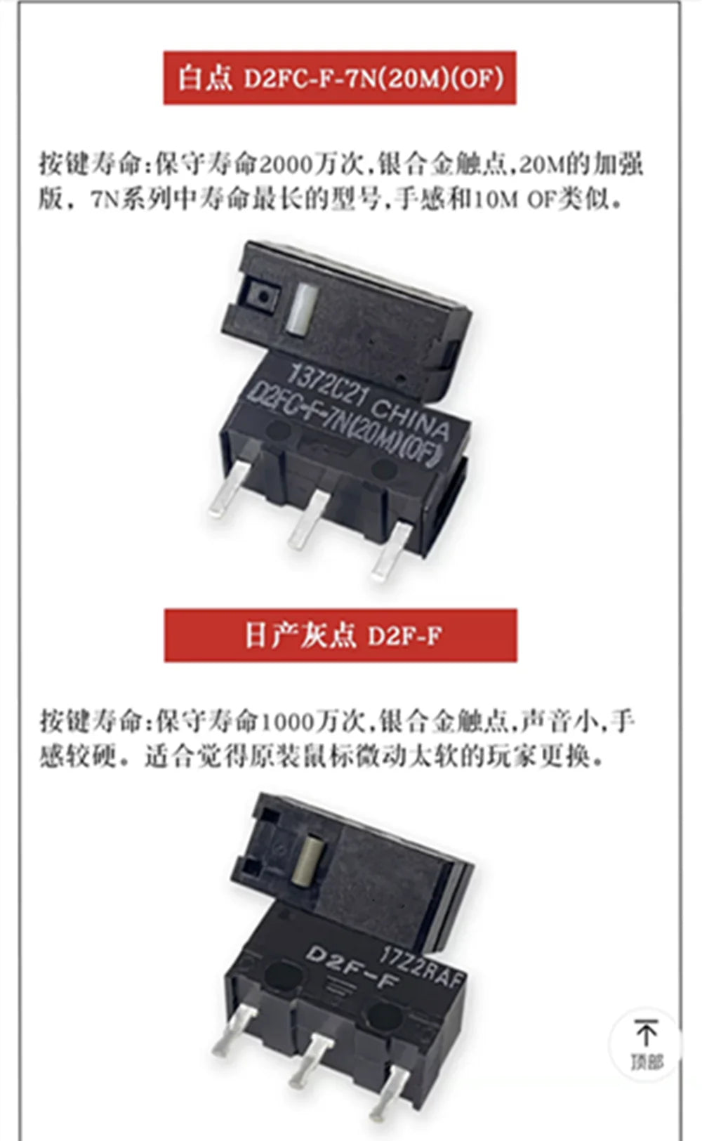 2PCS 5PCS 10PCS Original D2FC mouse micro switch button D2FC-F-7N 10M 20M OF D2FC-F-K 50M for omron