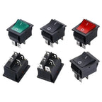 5/20Pcs KCD4 Snap-in Switch AC Power Switch ON OFF 16A 250V Rocker Switch 4/6Pin Toggle Switches with Led Light KCD4 25x31mm