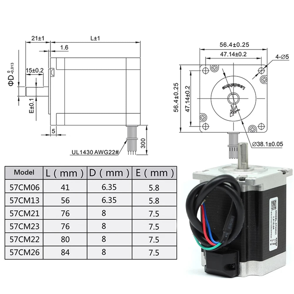 Leadshine 2Phase NEMA23 Stepper Motor 57CM06/13/23/26 +DM542J 24 - 50VDC Driver Kit For CO2 Laser Cutting and Engraving Machine