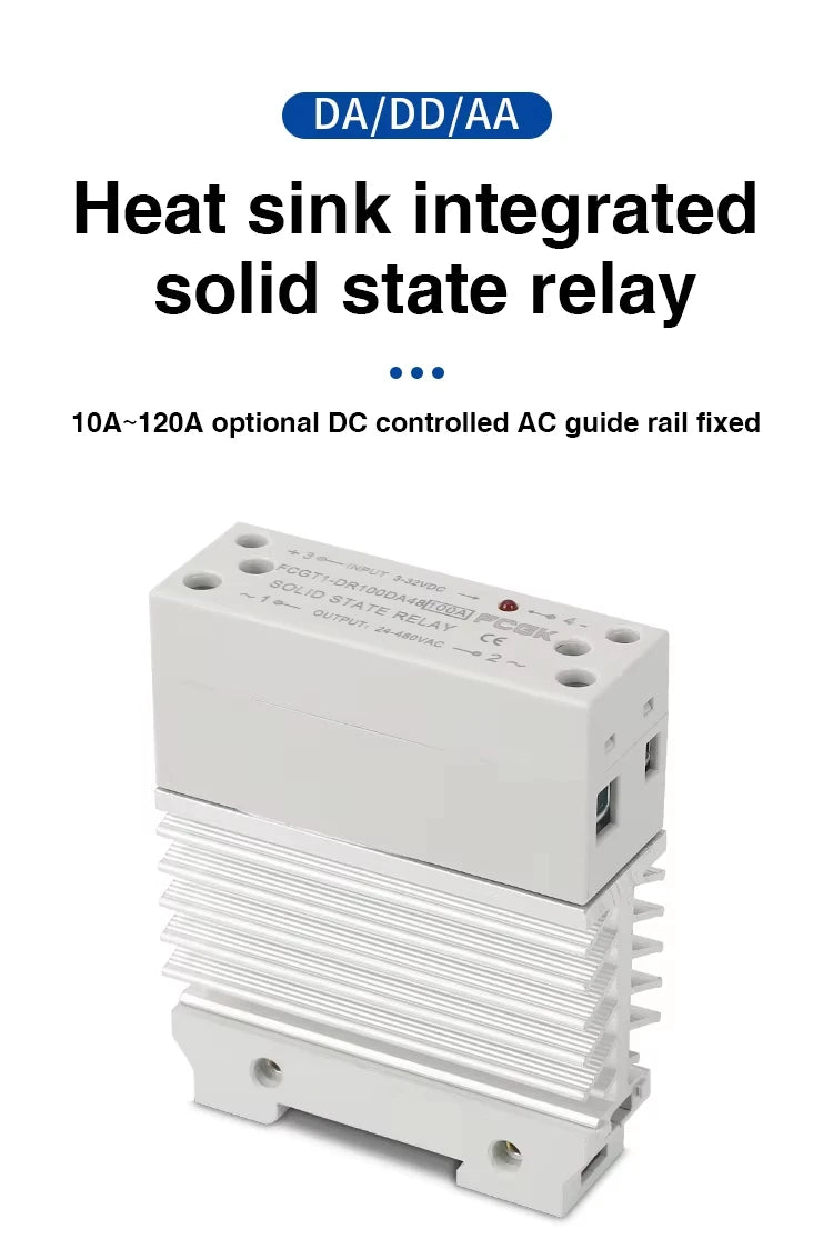 10A 25A 40A 60A 80A 100A Single Phase Slim SSR Solid State Relay With Heat Sink Industrial Relay DIN Rail Mount