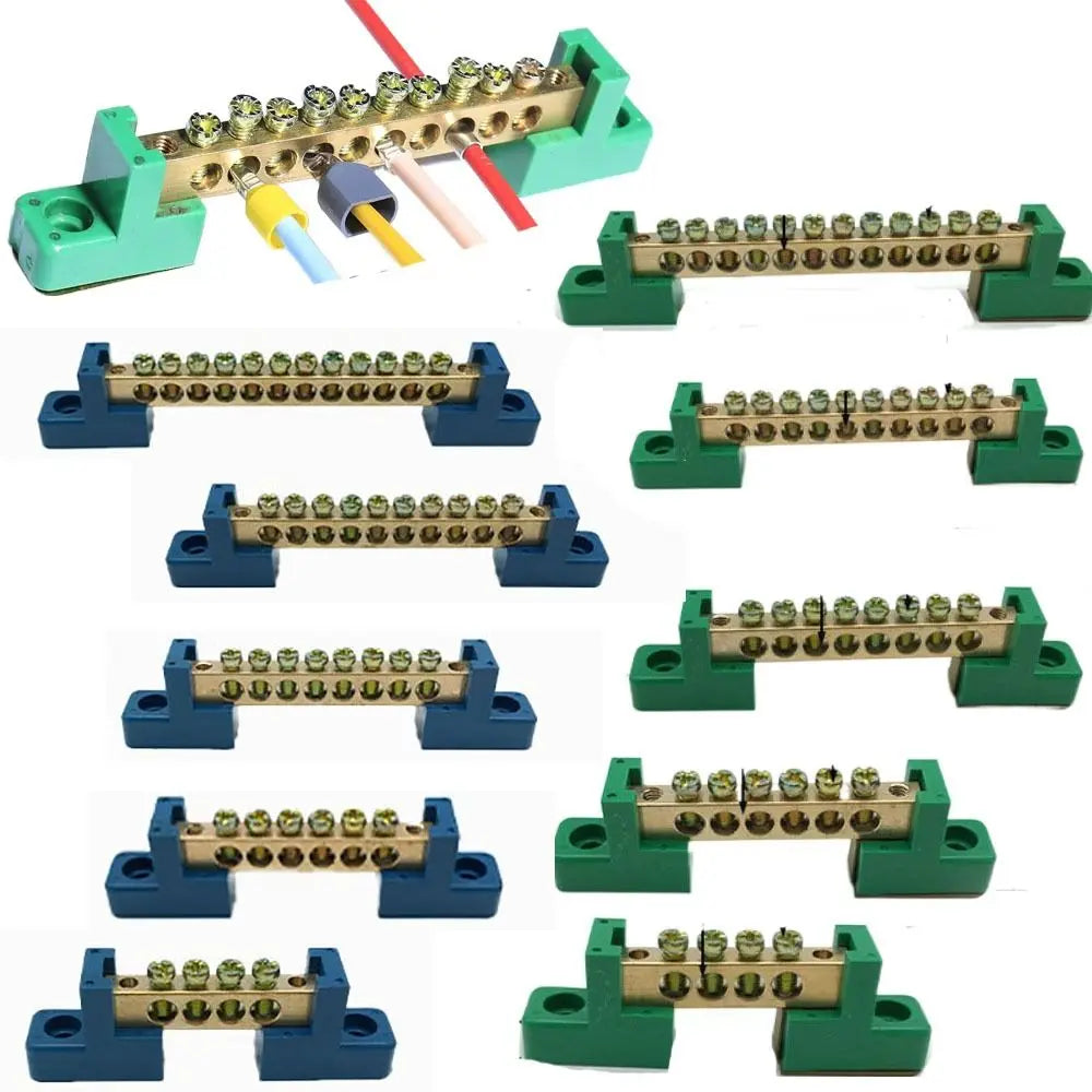 Copper Screw Terminal Block Bar Wiring Row Zero Ground Brass Strip Protection Flame Retardant Distribution Box Connection