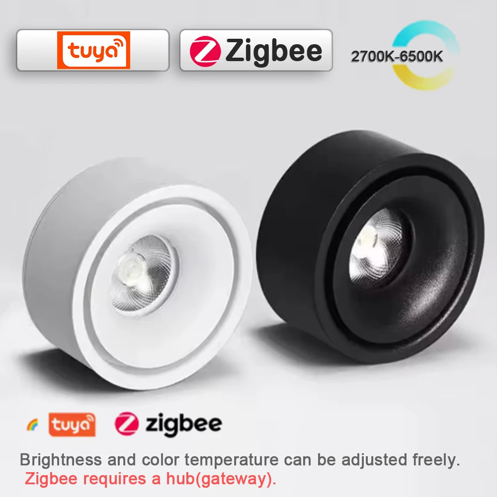 LED Surface Mounted Ceiling Light, 3CCT TUYA Bluetooth/Zigbee Matter Smart Spotlight Dimmable AC110V 220V Indoor Lighting