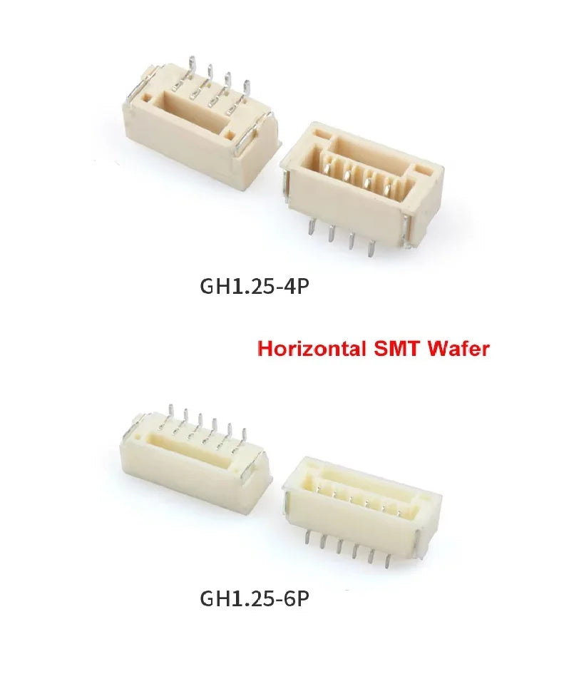 20pcs GH 1.25mm 2P 3P 8P 10P 12P Micro Right Angle Horizontal SMD SMT Wire Connector Wafer Male Pin Header with Lock/latch