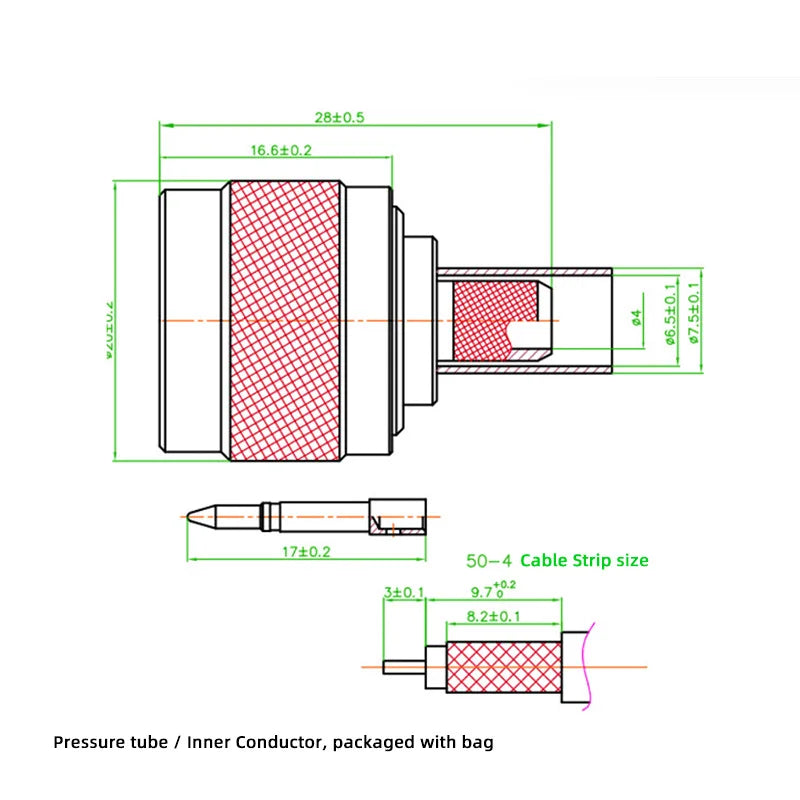 N Male Plug L16 N Crimp Solder for RG59 LMR240 CNT240 RF Connector Nickel Plated Brass 50ohm Coax Wire Coaxial Cable