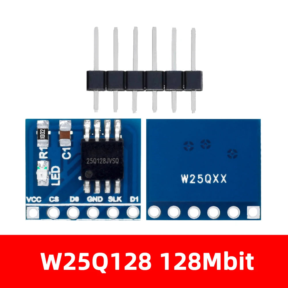 W25Q128FV 128Mbit (16MB) SPI NOR Flash Memory Module - 3.3V BV/FV Package for STM32 Development