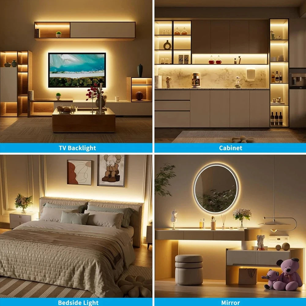 5V USB Tuya WiFi Tuya Zigbee 3.0 Warm White COB LED Strip Light Flexible Dimmable 8mm Width 320leds/m 4mm Width 480leds/m RA90
