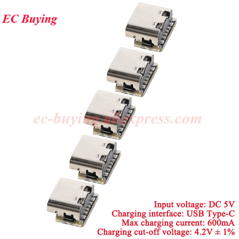 100Pcs/1pc 3.7V 4.2V Mini 18650 Lithium Battery Charger Board Type-C USB Input Module Keyboard Charging Power Protection Board