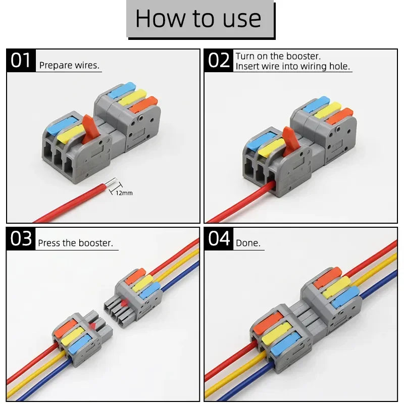 1~100pcs Docking Mini Quick Wire Connector Universal Compact Electrical Wiring Connectors Push-in Butt Conductor Terminal Block
