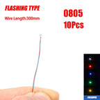 10Pcs/bag 0805 FLASHING SMD Lamp Wired Micro Litz Led Pre-Soldered Chip Wired 30cm 3V Railway DIY Model Toy Light Wires