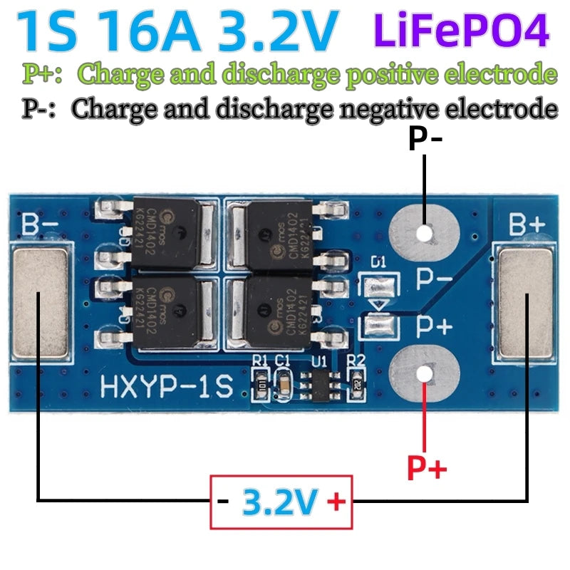 BMS 1S 12A 16A 24A 3.7V LiFePO4 Lithium Battery Protection Board 18650 4.2V Charging Voltage/Short Circuit/Overcharge Prevention