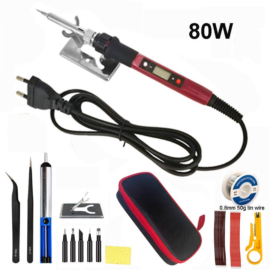 80W Digital Electric Soldering Iron Set Kit 220V 110V Temperature  Adjustable LCD Display Solder Welding Iron Tool Tips