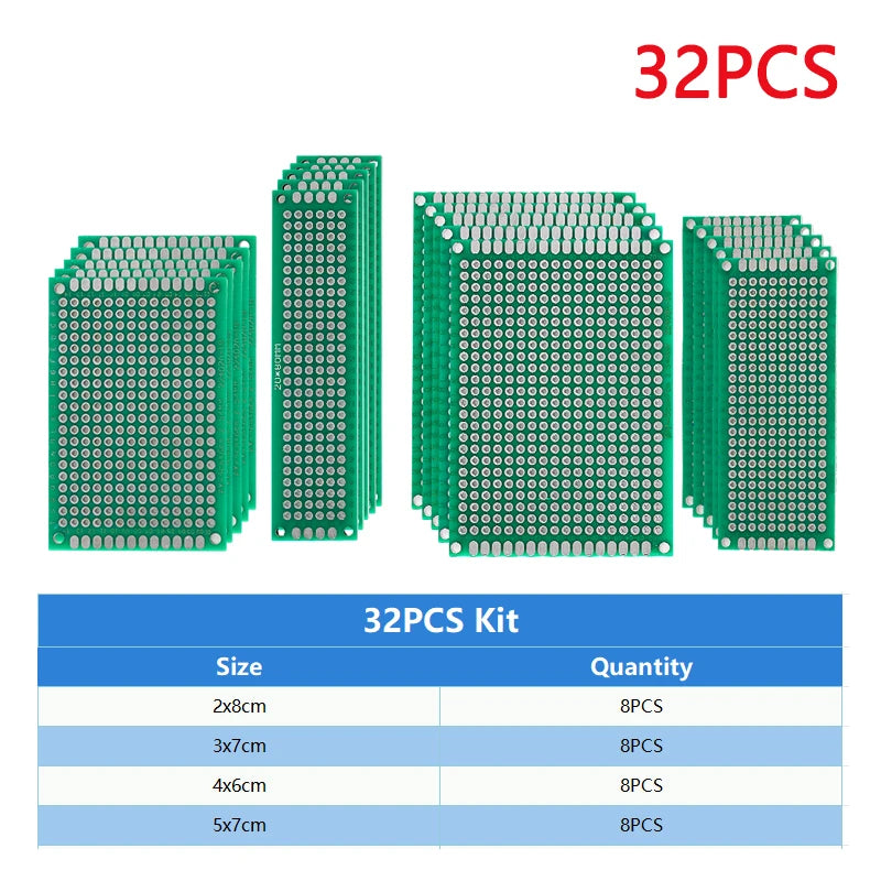 4PCS-40PCS Universal PCB Prototype Board Green Double Sided 2x8 3x7 4x6 5x7 7x9CM Protoboard Breadboard DIY Electronic Kit
