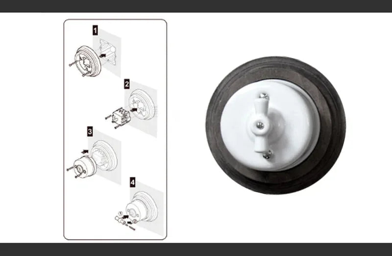 High Quality Wall Light Retro Ceramic Knob Rotary Switch EU Socket White