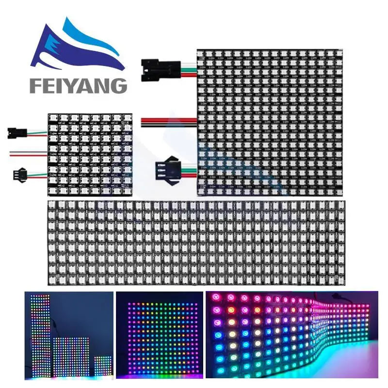 WS2812B RGB LED Digital Flexible Individually Addressable Panel Light WS2812 8x8 16x16 8x32 Module Matrix Screen DC5V 5050 RGB
