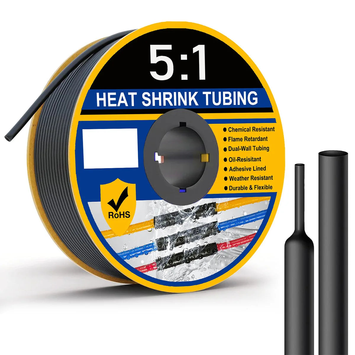 Φ4mm-Φ32mm Heat Shrink Tubing 5:1 Ratio Dual Wall Adhesive Lined Shrinkable Wire Wrap Tube Waterproof Industrial Marine Grade