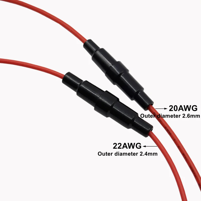 5PCS 20AWG/22AWG Wire Cable 5*20mm Glass Fuse Holder With 5x20MM 250V 0.2A 0.5A 1A 2A 3A 5A 6A 7A 8A 10A 15A Tube Glass Fuses