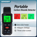 Indoor CO2 Meter Carbon Dioxide Sensor & Alarm NDIR Air Quality Monitor with Temp Humidity LCD Portable High Precision Detector