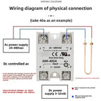 1pcs Solid State Relay Single Phase Non-contact SSR DC To DC AC To AC DC To AC 24-380VAC 10A 25A 40A 50A 60A 80A 100A