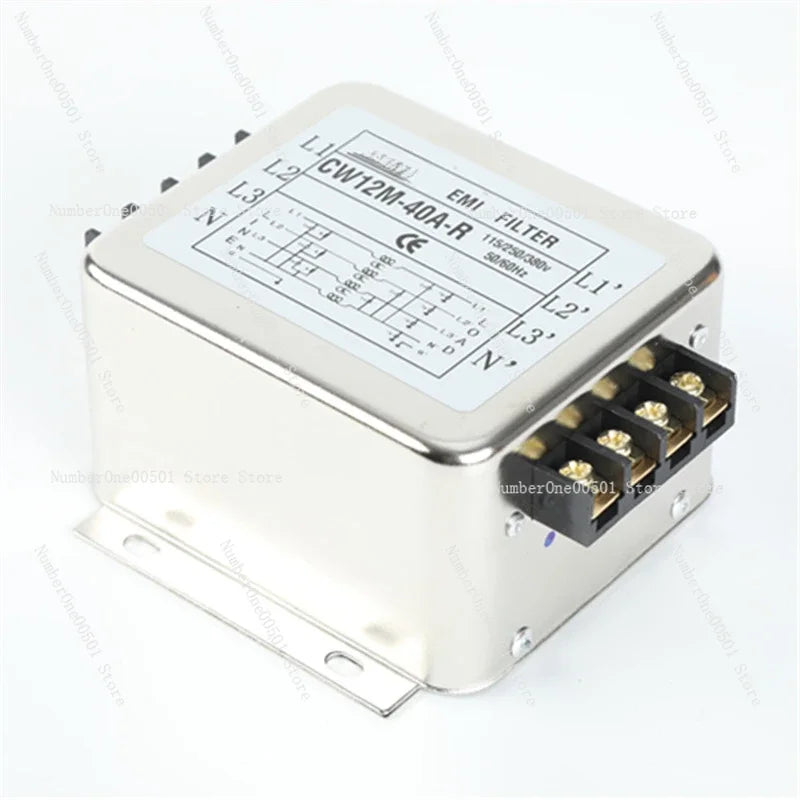 30A Three Phase Four Wire Power Filter, 220V/380V Anti-Interference EMI Filter with Terminal Block