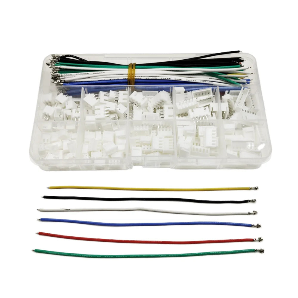 JST-XH Male Female XH 2.54mm Connector Socket Kit 2/3/4/5/6 Pin Housing Adapter with 22 AWG Pre-Crimped Silicone Cable Wire