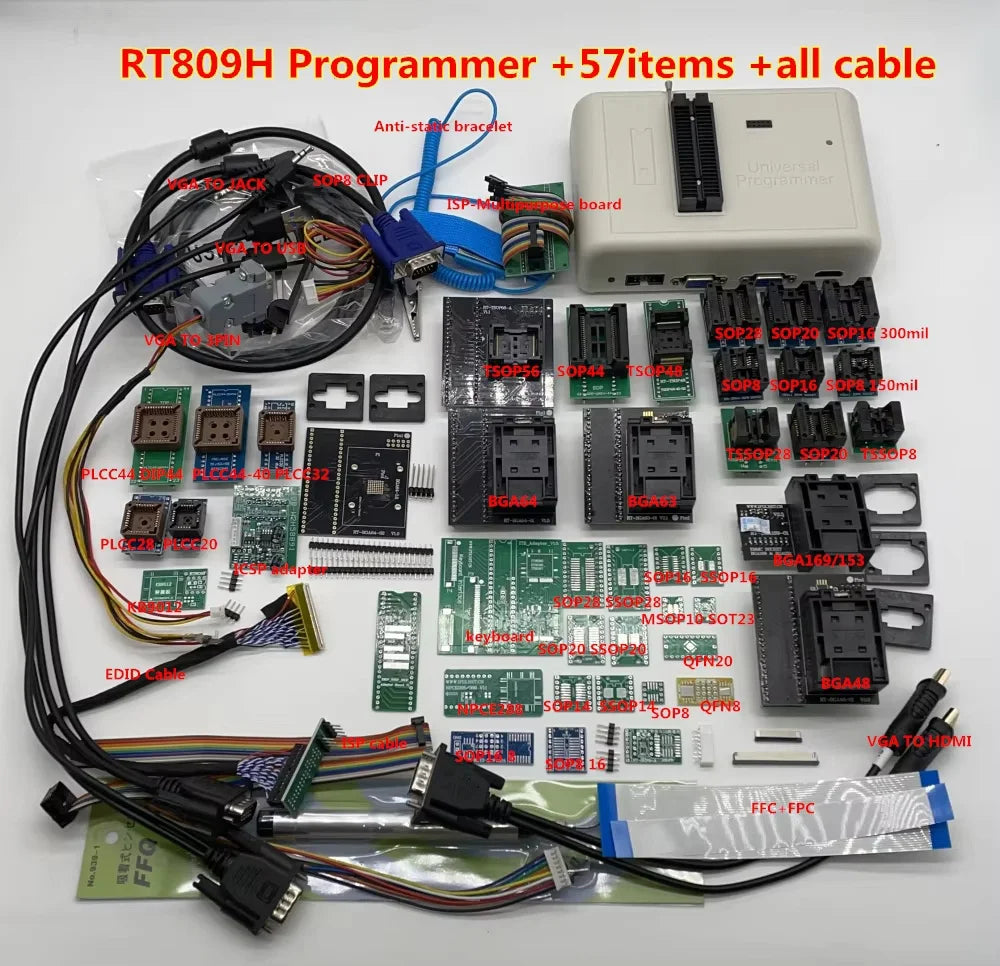 Original RT809H RT809HSE EMMC-Nand FLASH Extremely fast Universal Programmer +39 Items+Edid Cable WITH CABELS EMMC-N