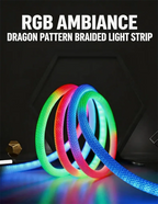 360 Glow Round RGB Neon LED Woven Strip Light 24key Bluetooth APP Remote Control 5V USB WS2812B Music Sync Waterproof Rope Decor