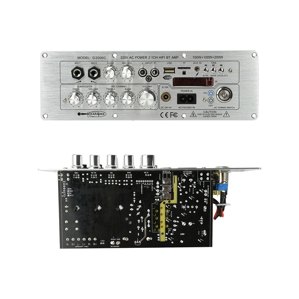 D2000 Digital Bluetooth Amplifier Board 2.1-Channel Bluetooth Audio Decoder 100W + 100W + 200W High-Power Output Subwoofer