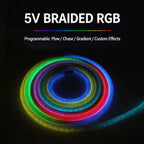 360 Glow Round RGB Neon LED Woven Strip Light 24key Bluetooth APP Remote Control 5V USB WS2812B Music Sync Waterproof Rope Decor
