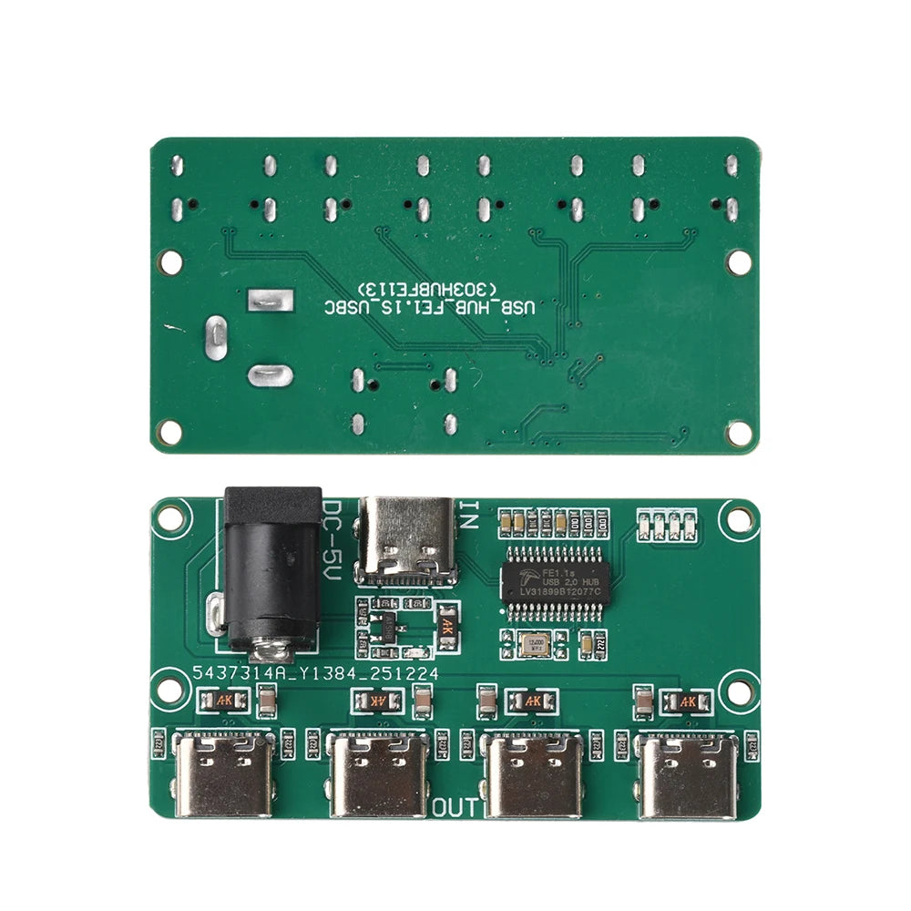 USB2.0 Hub Module DC5V Type C 1 To 4 Port Splitter Board DIY Electronic Circuit Expansion Adapter