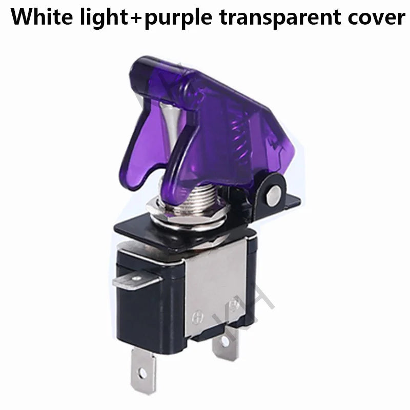 Auto Car Boat Truck Illuminated Led Toggle Switch With Safety Aircraft Flip Up Cover Guard 12V20A transparent