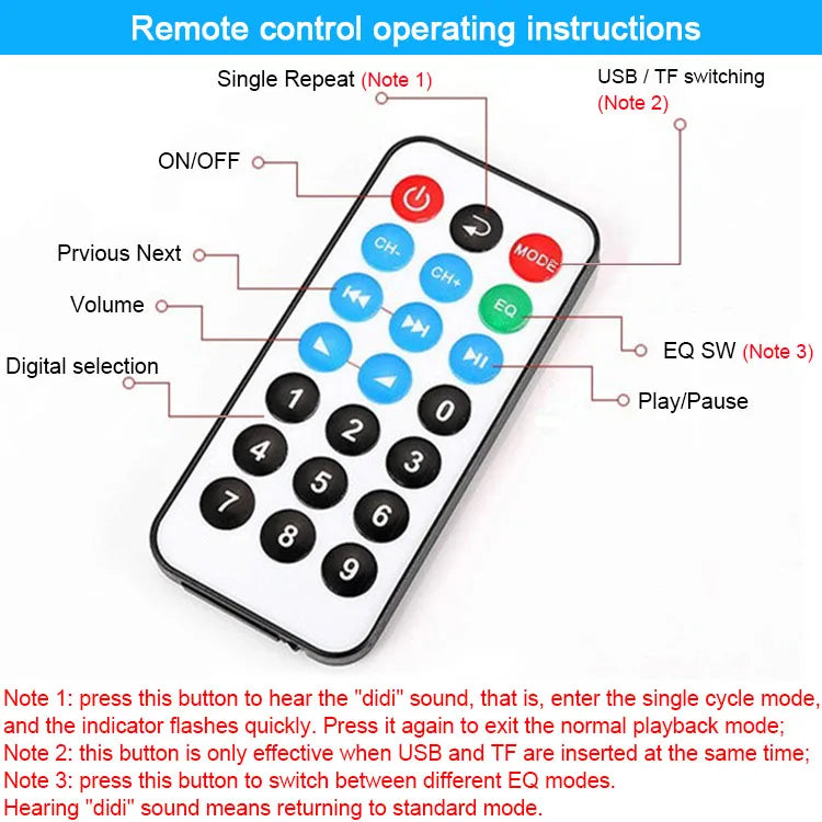 CIRMECH USB U-Disk T-Flash Micro SD Card Decoder MP3 Player Support MP3 WAV Remote Control Single Repeat Function
