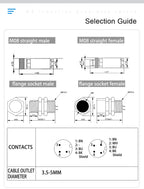 Cloweit M8 Sensor Connector Waterproof Male&Female Plug Straight Angle Screw Threaded Coupling 3pin 4p Panel Mount Flange Socket