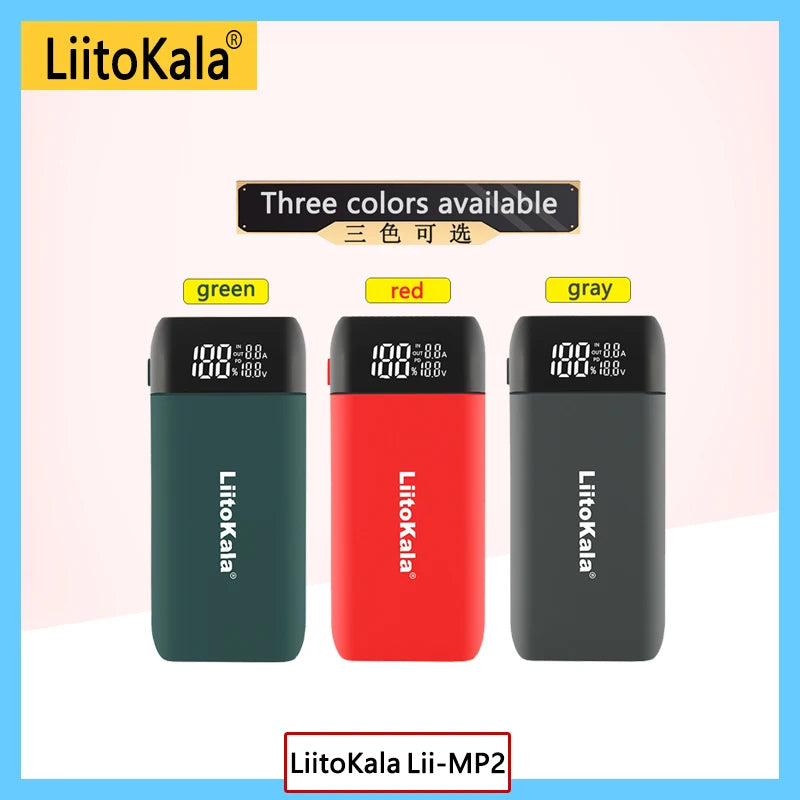 LiitoKala Lii-MP2 21700 18650 Power Bank QC3.0 Fast Charging Type-C INPUT USB Charger 20700 Mobile Power LCD Battery Charger