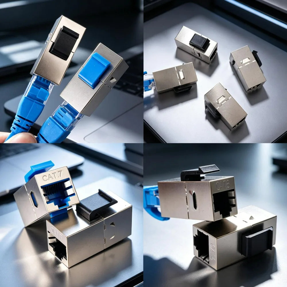 1-4PCS Ethernet LAN Network Cable Adapter RJ45 Keystone Jack CAT7 CAT6A Shielded Modular Coupler with Latch CAT5e Connectors