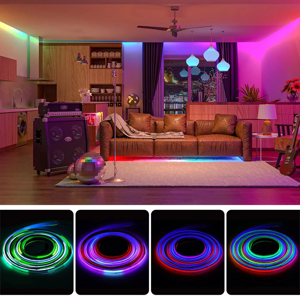 FCOB LED Light Strip Pixel Addressable 630 720 LEDs RGB Dream Full Color 12mm DC12V 24V WS2811 High Density Flexible COB Light